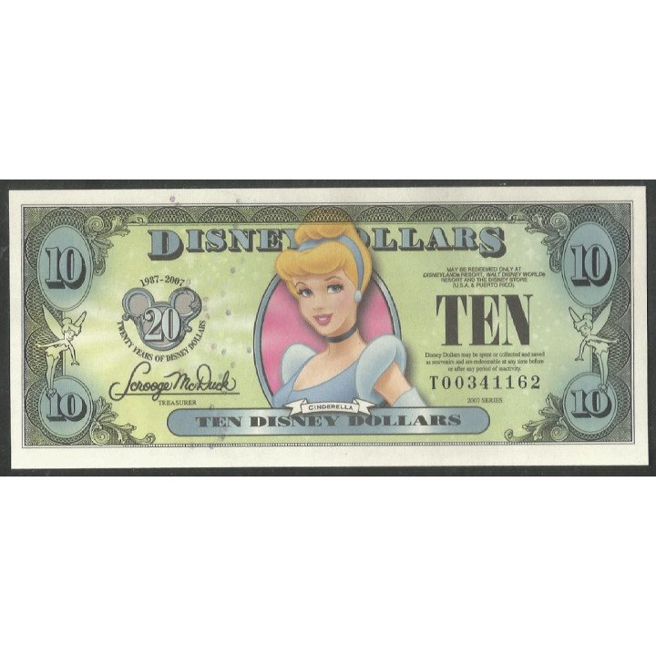 Disney, 10 Dollars 2007 Cinderella Serie T DIS133 PMG65EPQ