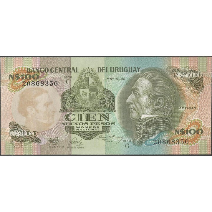 Uruguay, 100 Nuevos Pesos ND1987 G P62A