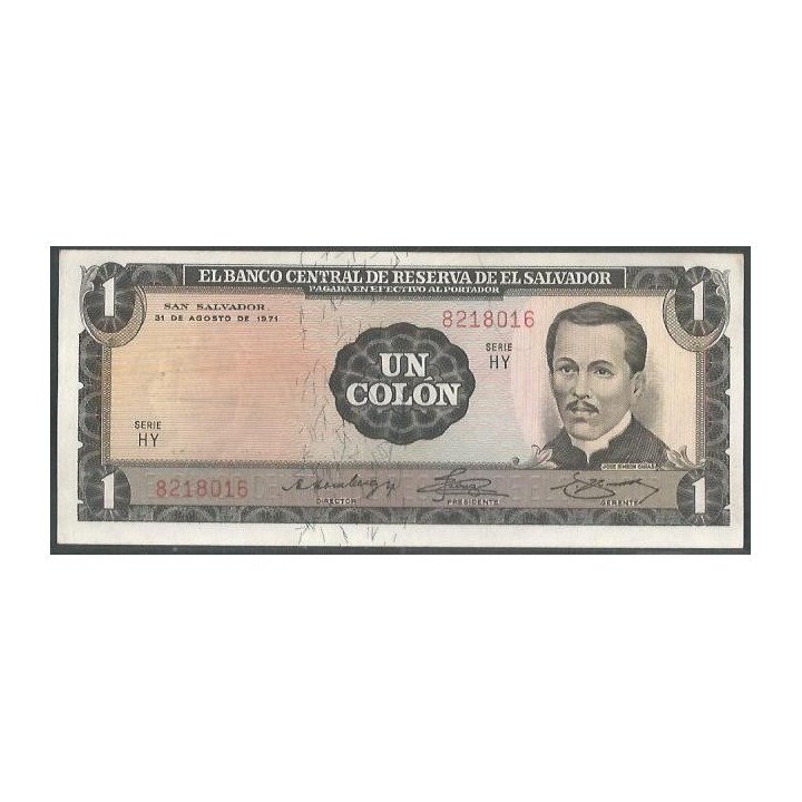El Salvador, 1 Colon 31 Ago 1971 P115a