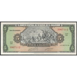 El Salvador, 5 Colones 25 Ago 1983 P134a