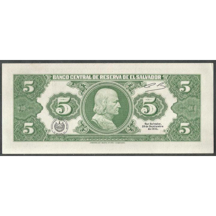 El Salvador, 5 Colones 25 Ago 1983 P134a