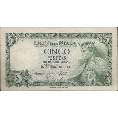 España, 5 Pesetas 22 Jul 1954 P146a