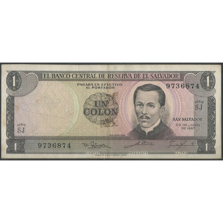 El Salvador 1 Colon 20 Jun 1967 P108a