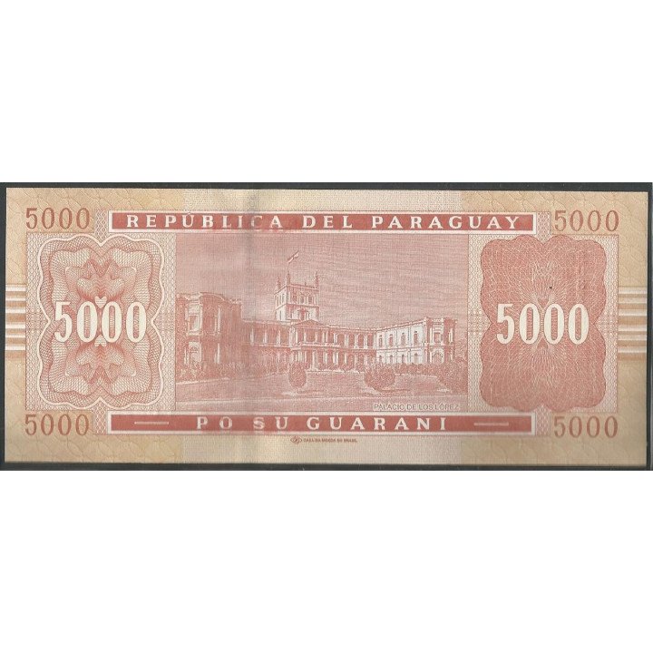 Paraguay 5.000 Guaranies F 2010 P223c reverso