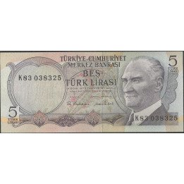 Turkya, 5 Liras L1970 (1976) P185