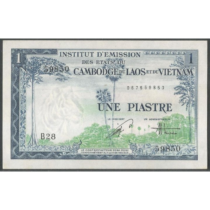 Cambodia - Laos - Vietnam, 1 Piastre ND1954 Firma 21 P105