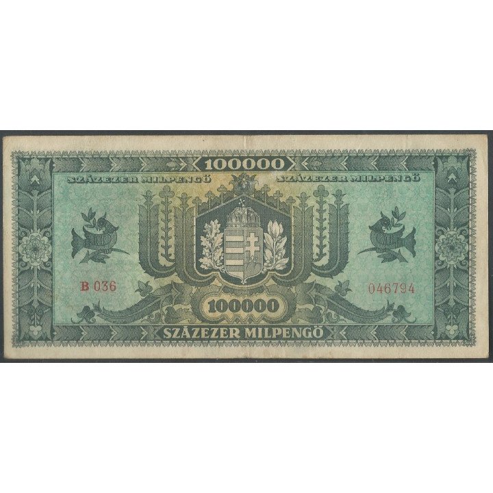 Hungria 100.000 Milpengo 29 Abr 1946 P127 reverso