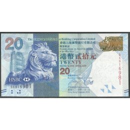 Hong Kong - THK&SBC, 20 Dollars 1 Ene 2016 P212e