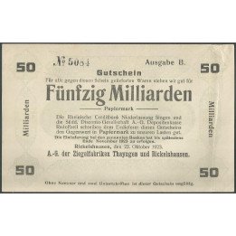 Rickelhausen, 50 Millardos Mark 22 Oct 1923