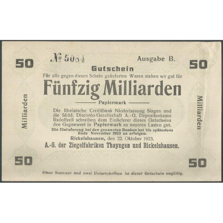 Rickelhausen, 50 Millardos Mark 22 Oct 1923
