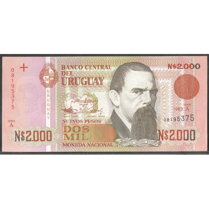 Uruguay, 2.000 Nuevos Pesos 1989 A P68a