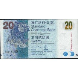 Hong Kong - Standard Chartered Bank, 20 Dollars 1 Ene 2016 P297e