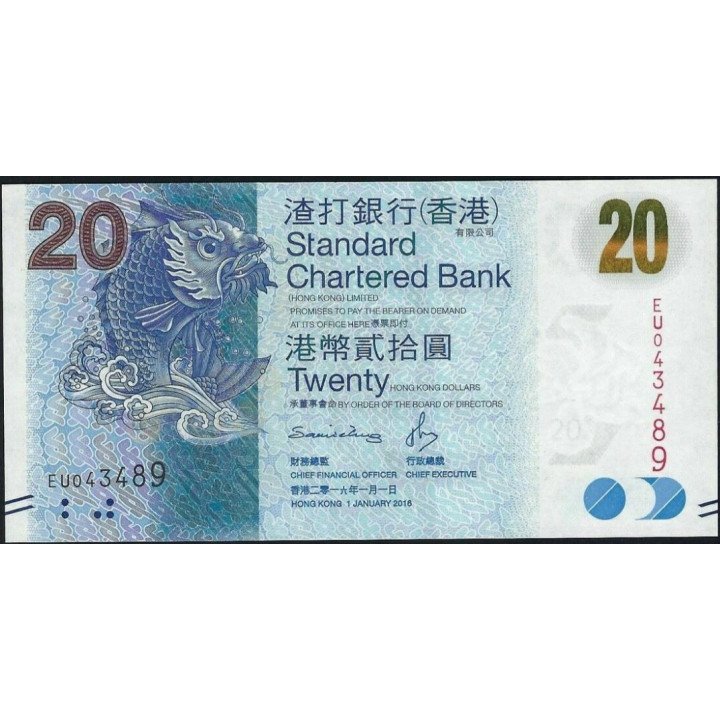 Hong Kong - Standard Chartered Bank, 20 Dollars 1 Ene 2016 P297e