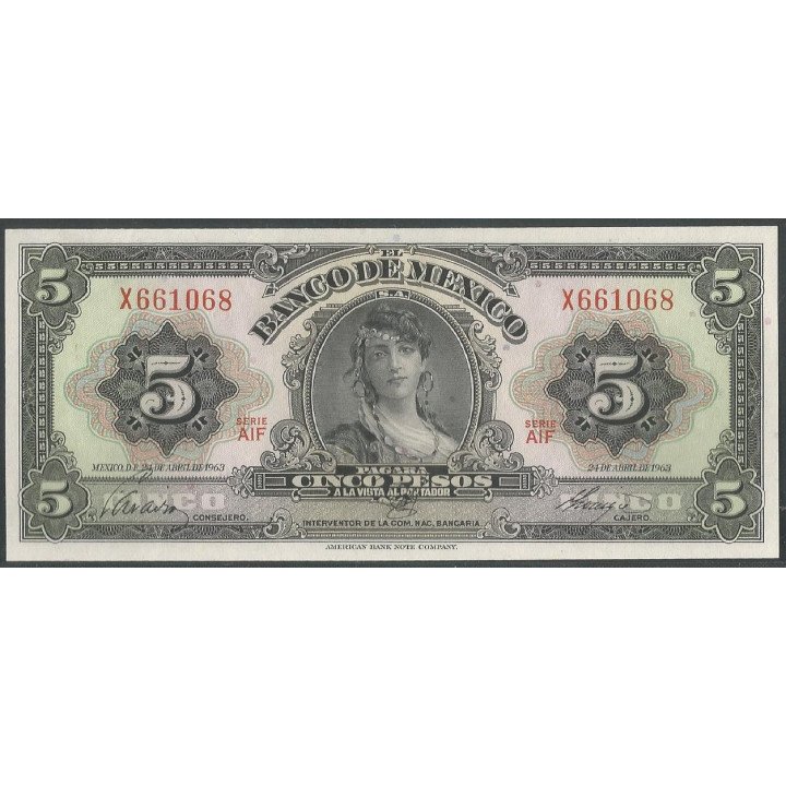 Mexico 5 Pesos 24 Abr 1963 Serie AIF P60h