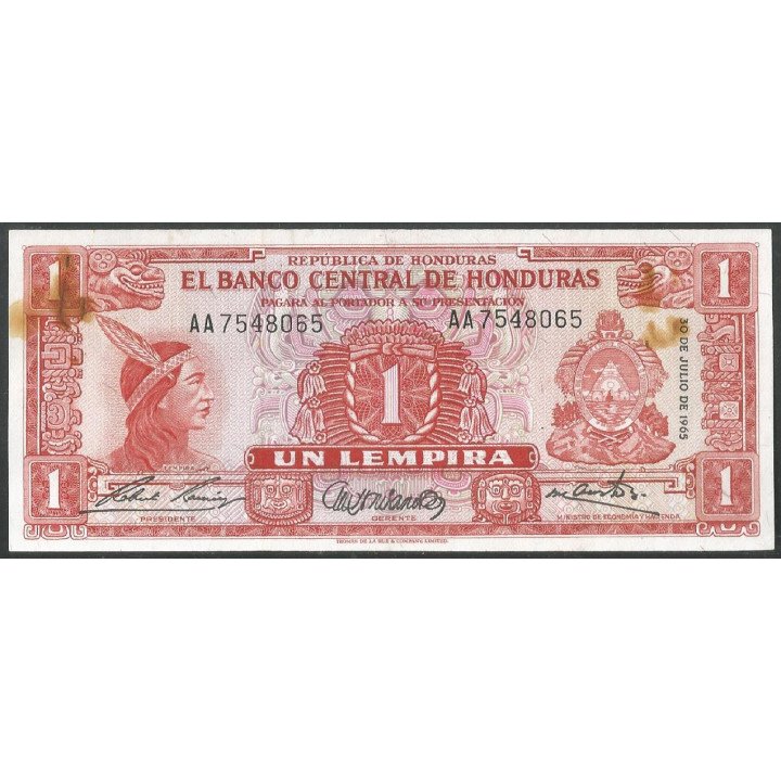 Honduras, 1 Lempira 30 Jul 1965 P54Ab