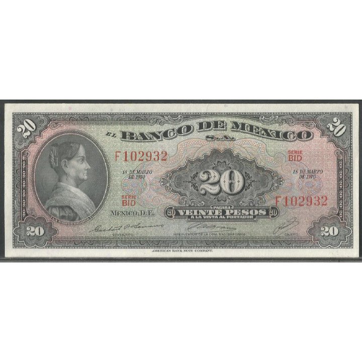 Mexico, 20 Pesos 18 Mar 1970 BID P54o