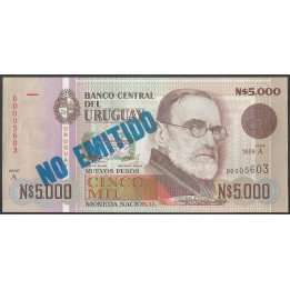 Uruguay, 5.000 Nuevos Pesos 1989 P68A No Emitido