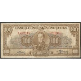 Venezuela, 100 Bolivares 22 Abr 1954 E 6 Dig P34c