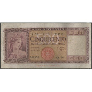 Italia, 500 Liras 23 Mar 1961 P80b