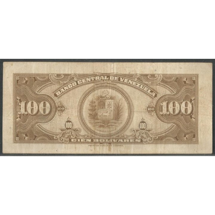 Venezuela, 100 Bolivares 22 Abr 1954 E 6 Dig P34c