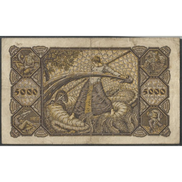 Alemania - Banco de Baden 5.000 Mark 1 Dic 1922 Ps909 reverso