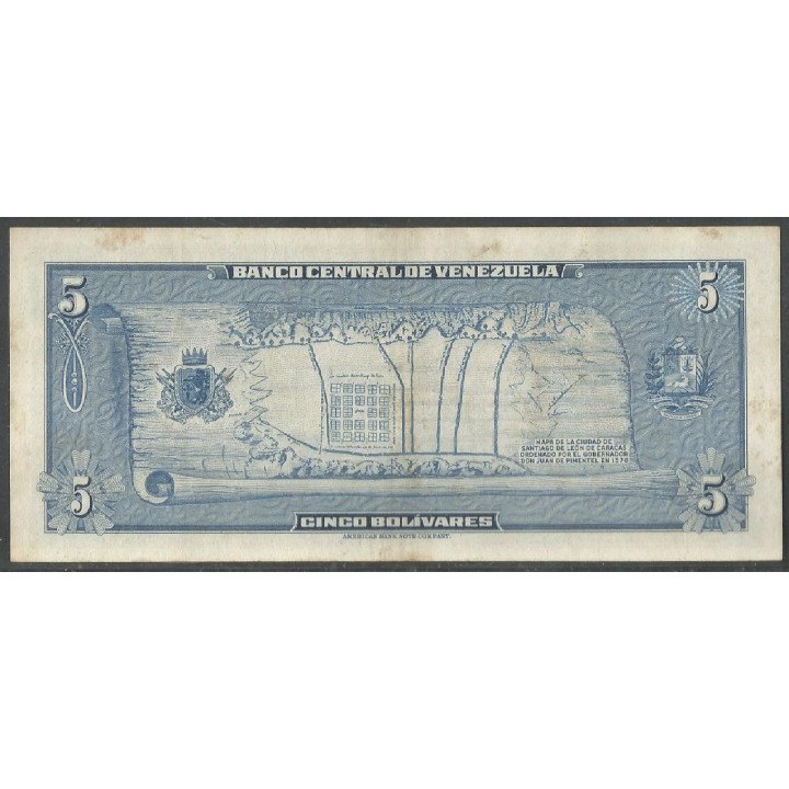 Venezuela, 5 Bolivares 10 May 1966 D 7 Dig P49 Conmemorativo 400 años de fundacion de Caracas