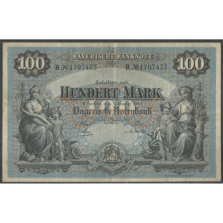 Alemania - Bavaria, 100 Mark 1 Ene 1900 Ps922