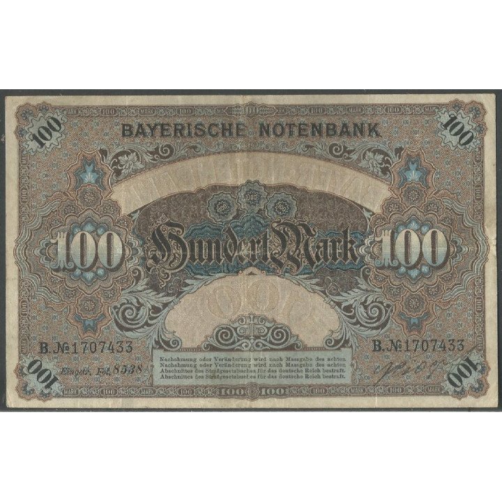 Alemania - Bavaria, 100 Mark 1 Ene 1900 Ps922