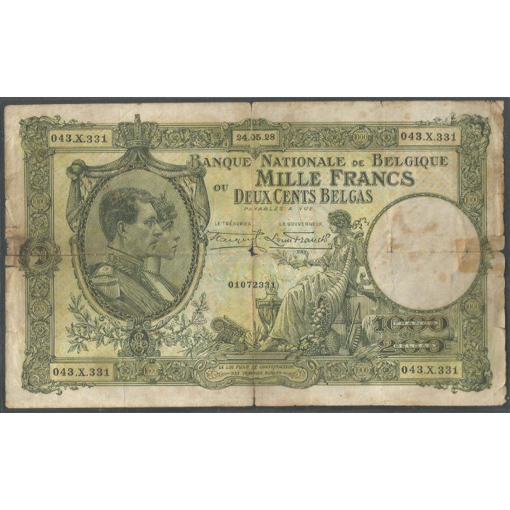 Belgica, 1.000 Francs 24 May 1928 P104
