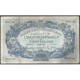 Belgica, 500 Francs 18 Jul 1938 P109