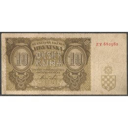 Croacia, 10 Kuna 30 Ago 1941 P5b