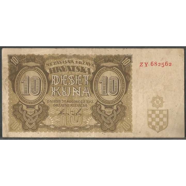 Croacia, 10 Kuna 30 Ago 1941 P5b