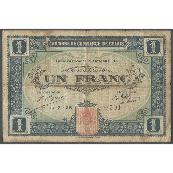 Francia - Camara de Comercio de Calais, 8 Oct 1915
