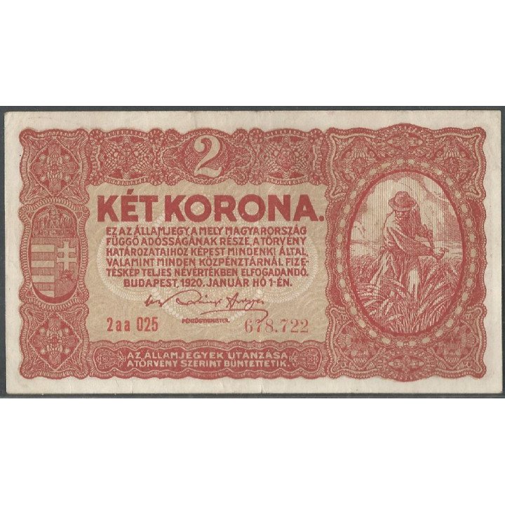 Hungria, 2 Korona 1 Ene 1920 P58