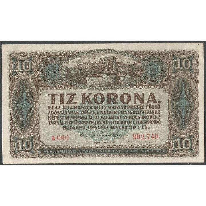 Hungria, 10 Korona 1 Ene 1920 P60