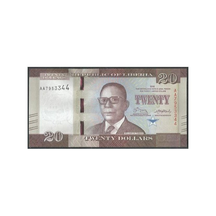Liberia 20 Dollars 2022 P39