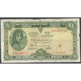 Irlanda, 1 Pound 21 Abr 1975 P64c