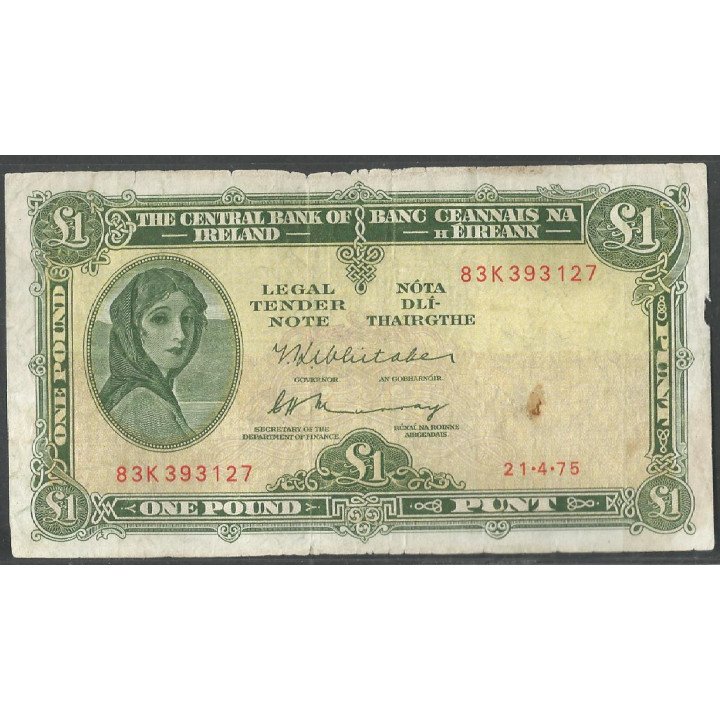 Irlanda, 1 Pound 21 Abr 1975 P64c