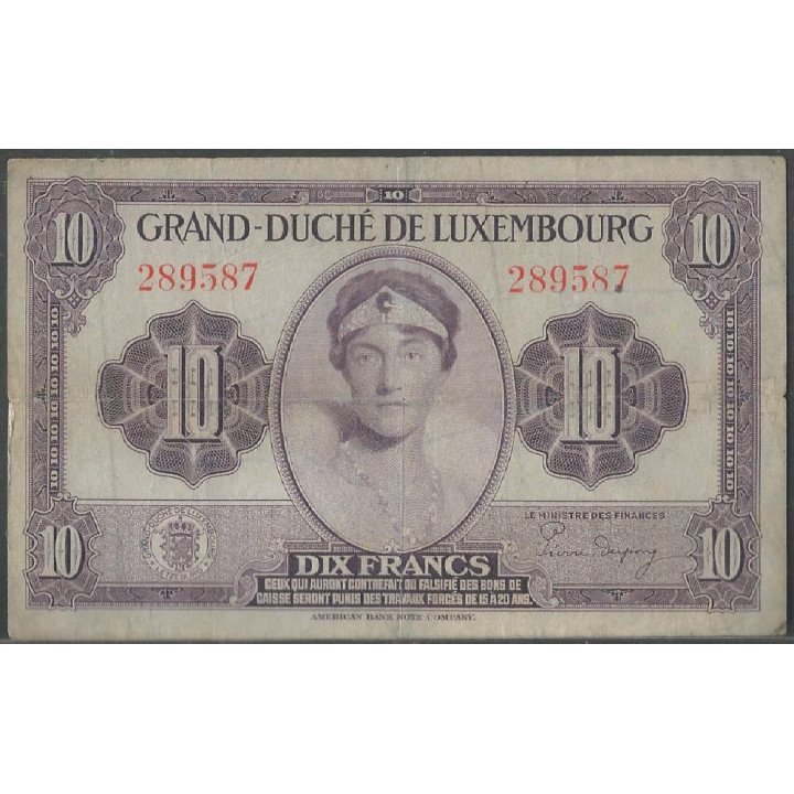 Luxemburgo, 10 Francs ND1944 P44a