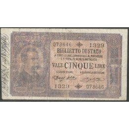 Italia, 5 Liras 20 Dic 1888 P18c