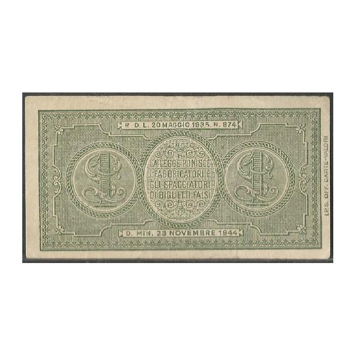 Italia, 1 Lira 23 Nov 1944 P29a