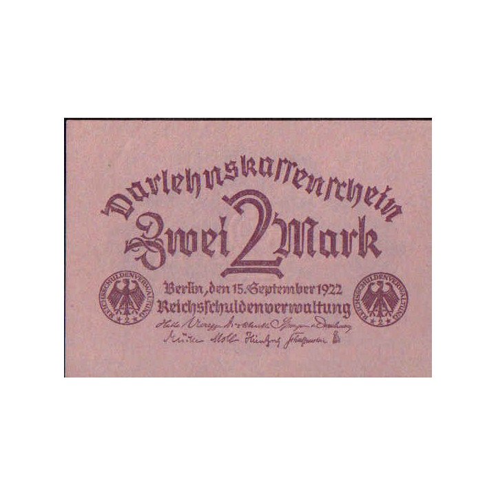 Alemania, 2 Mark 15 Sep 1922 P62