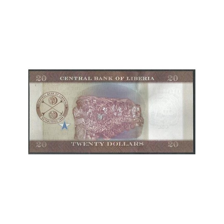 Liberia 20 Dollars 2022 P39 reverso