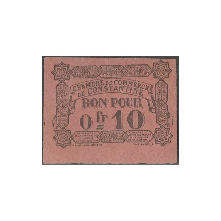 Francia - Camara de Comercio de Constantine 0,1 Franc 12 Oct 1915
