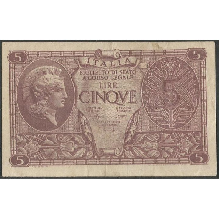 Italia, 5 Liras 23 Nov 1944 P31b
