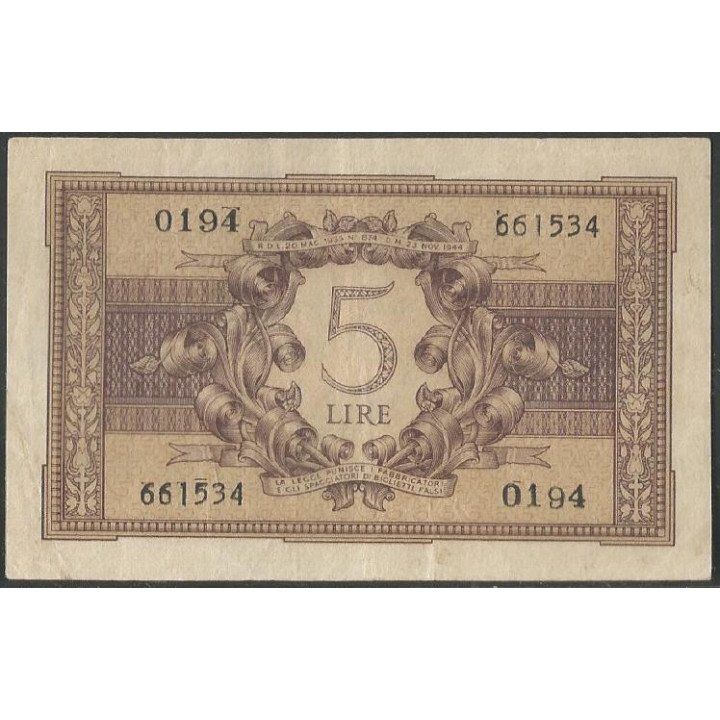 Italia, 5 Liras 23 Nov 1944 P31b