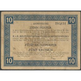 Montenegro, 10 Perpera 5 Jul 1917 PM151