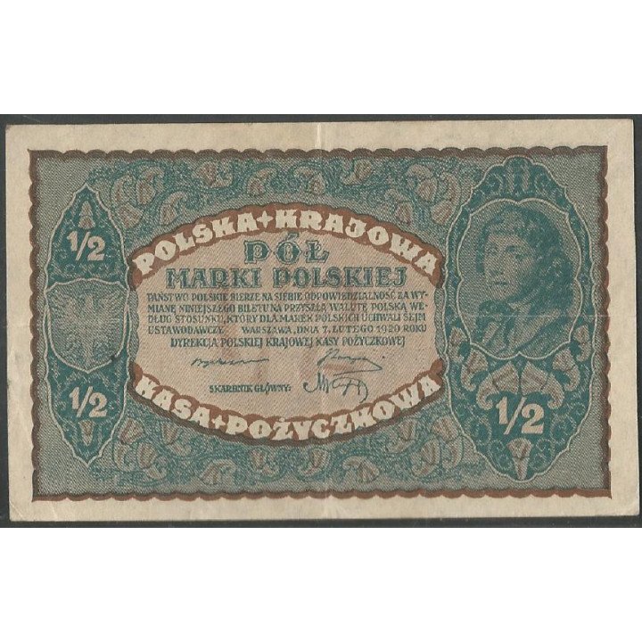 Polonia, 1/2 Marki 7 Feb 1920 P30