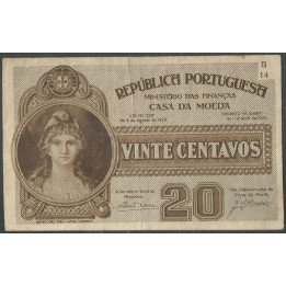 Portugal, 20 Centavos 11 Abr 1925 P102
