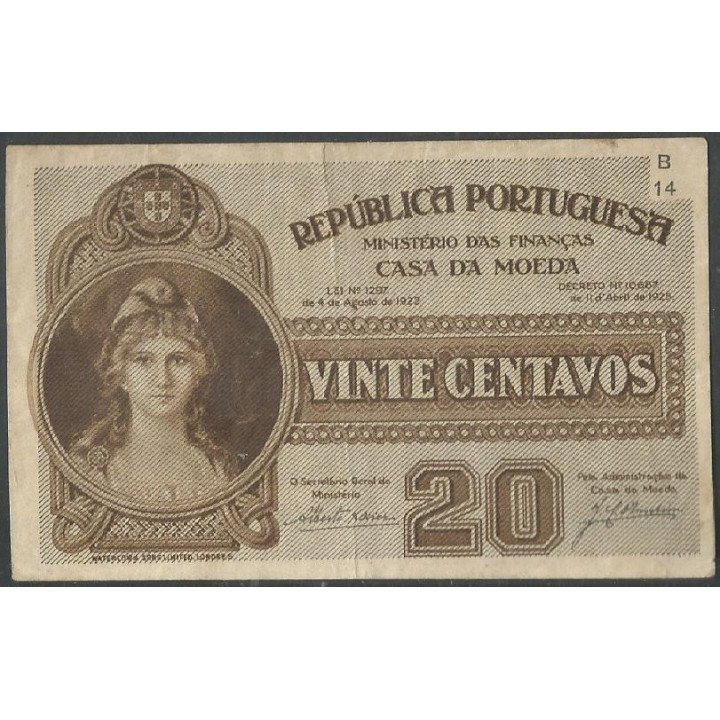 Portugal, 20 Centavos 11 Abr 1925 P102